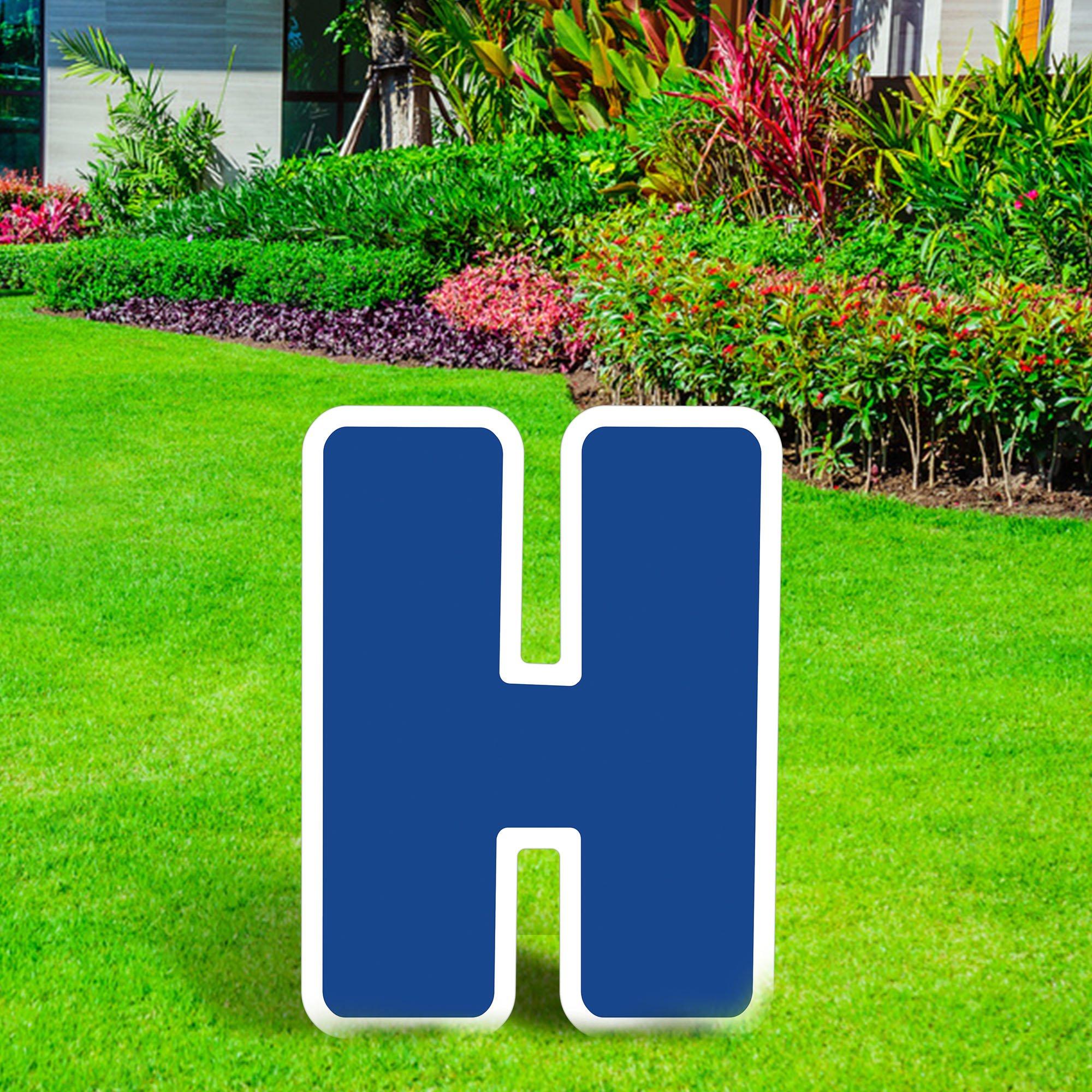 Blue Letter (H) Corrugated Plastic Yard Sign, 24in Party City